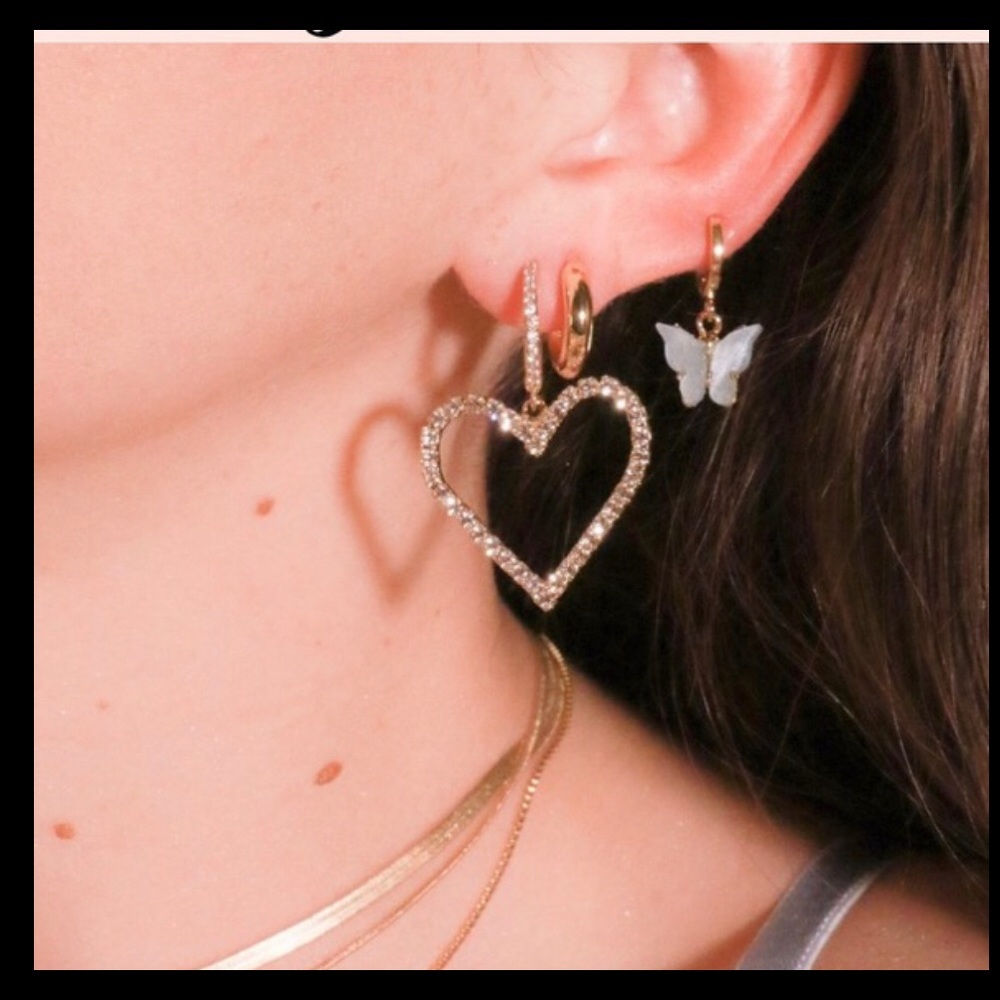 White butterfly Huggie Earrings
